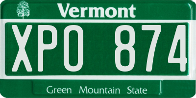 VT license plate XPO874