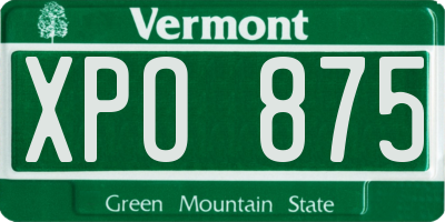 VT license plate XPO875