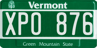 VT license plate XPO876