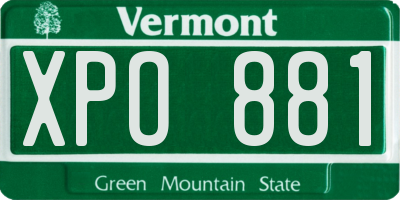 VT license plate XPO881