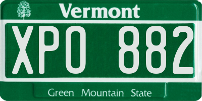 VT license plate XPO882