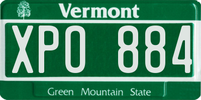 VT license plate XPO884