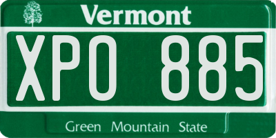 VT license plate XPO885