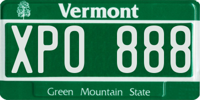 VT license plate XPO888
