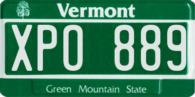 VT license plate XPO889