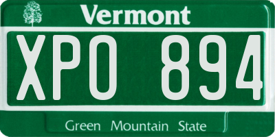 VT license plate XPO894