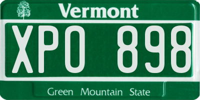 VT license plate XPO898