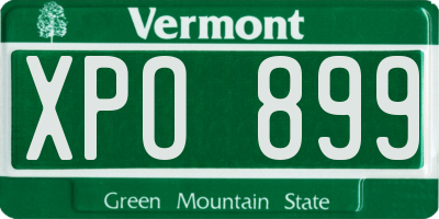 VT license plate XPO899
