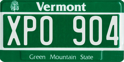 VT license plate XPO904