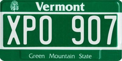 VT license plate XPO907