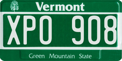 VT license plate XPO908