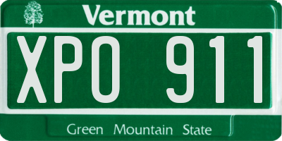 VT license plate XPO911