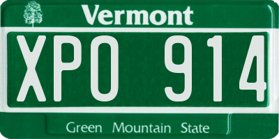 VT license plate XPO914