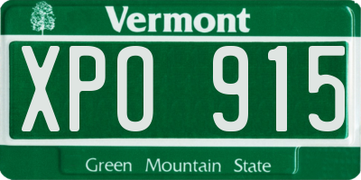 VT license plate XPO915