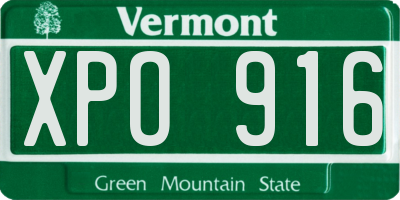 VT license plate XPO916