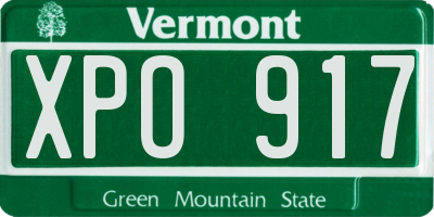 VT license plate XPO917