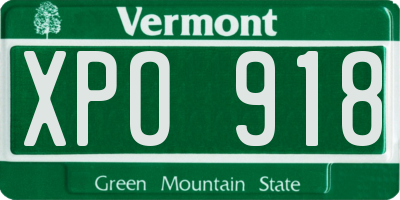 VT license plate XPO918