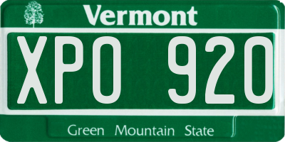 VT license plate XPO920