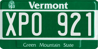 VT license plate XPO921