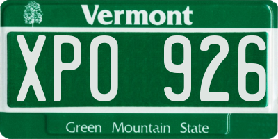 VT license plate XPO926