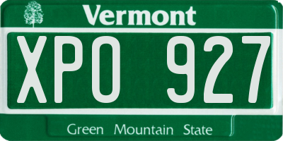 VT license plate XPO927