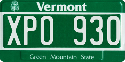 VT license plate XPO930