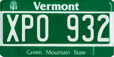 VT license plate XPO932
