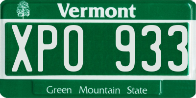 VT license plate XPO933