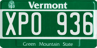 VT license plate XPO936