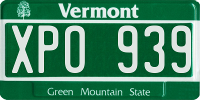 VT license plate XPO939