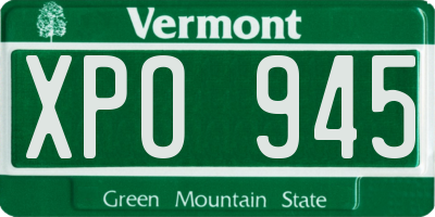 VT license plate XPO945