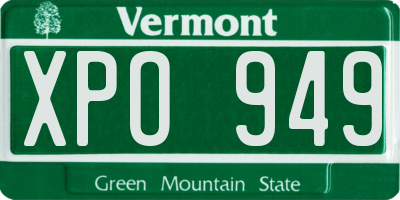 VT license plate XPO949