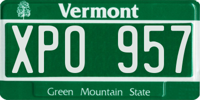 VT license plate XPO957