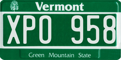 VT license plate XPO958