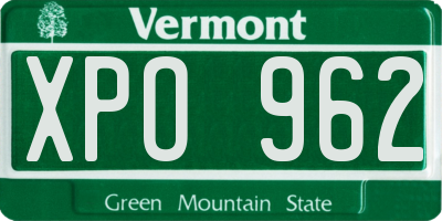 VT license plate XPO962