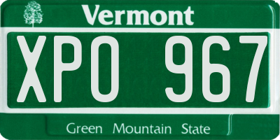 VT license plate XPO967