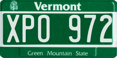 VT license plate XPO972