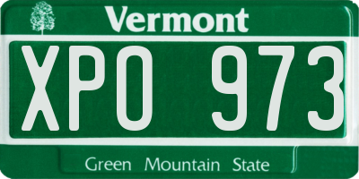 VT license plate XPO973