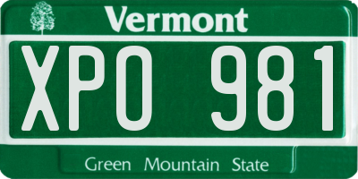 VT license plate XPO981