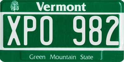 VT license plate XPO982