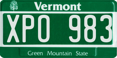 VT license plate XPO983