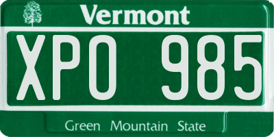 VT license plate XPO985