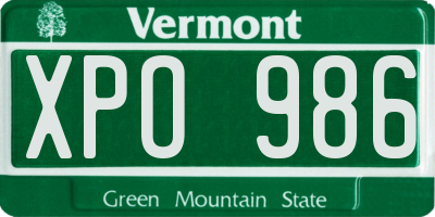 VT license plate XPO986