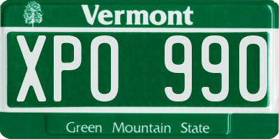 VT license plate XPO990