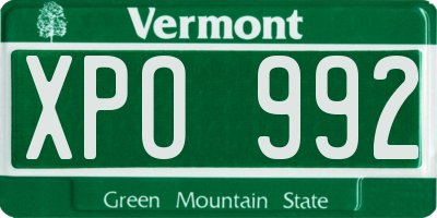 VT license plate XPO992