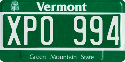 VT license plate XPO994