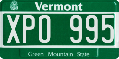 VT license plate XPO995