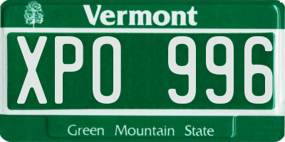 VT license plate XPO996