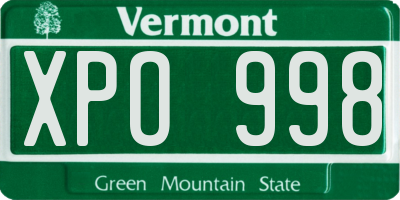 VT license plate XPO998