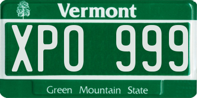 VT license plate XPO999